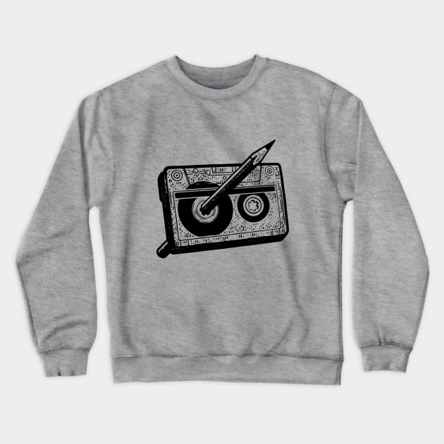 Rewind Cassette With Pencil Crewneck Sweatshirt by The Sarah Gibs